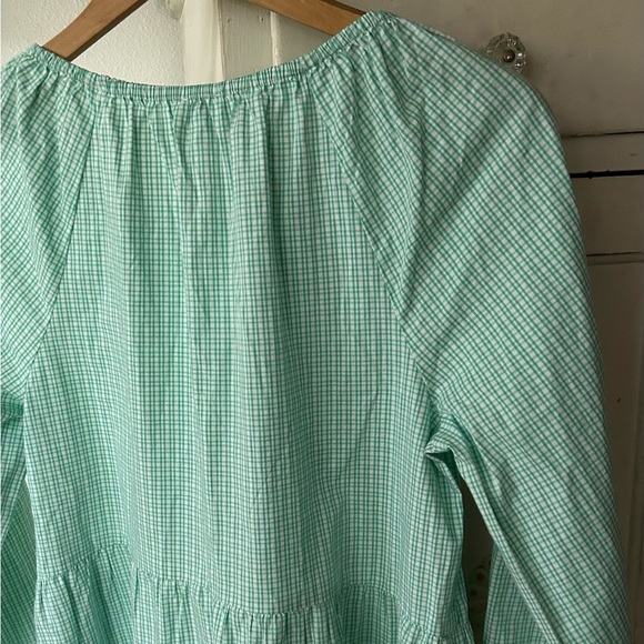 NWT J. Crew | Women’s mint green/white plaid crewneck puff sleeve dress, size S - Picture 7 of 14